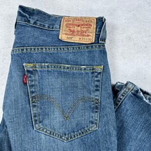 Levis 505 Regular Fit Jeans Mens 33x30 Medium Wash Blue Straight Leg Denim